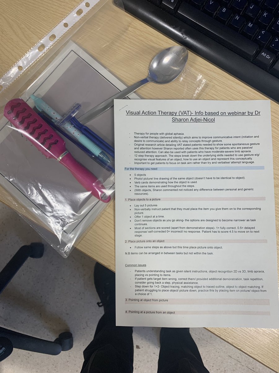 Speech and Language Therapy Fairfield General (@fgh_slt_nca) on Twitter photo We tried Visual Action Therapy (VAT) for the first time with a severely aphasic gentleman today, and he smashed it, completing stages 1-4! Such a great therapeutic tool for global aphasia that we’ll be adding to the toolkit. #visualactiontherapy #mysltday #stroke <a href="/AcquireSLT/">Dr Sharon Adjei-Nicol</a> ❤️🔥 We tried Visual Action Therapy (VAT) for the first time with a severely aphasic gentleman today, and he smashed it, completing stages 1-4! Such a great therapeutic tool for global aphasia that we’ll be adding to the toolkit. #visualactiontherapy #mysltday #stroke <a href="/AcquireSLT/">Dr Sharon Adjei-Nicol</a> ❤️🔥