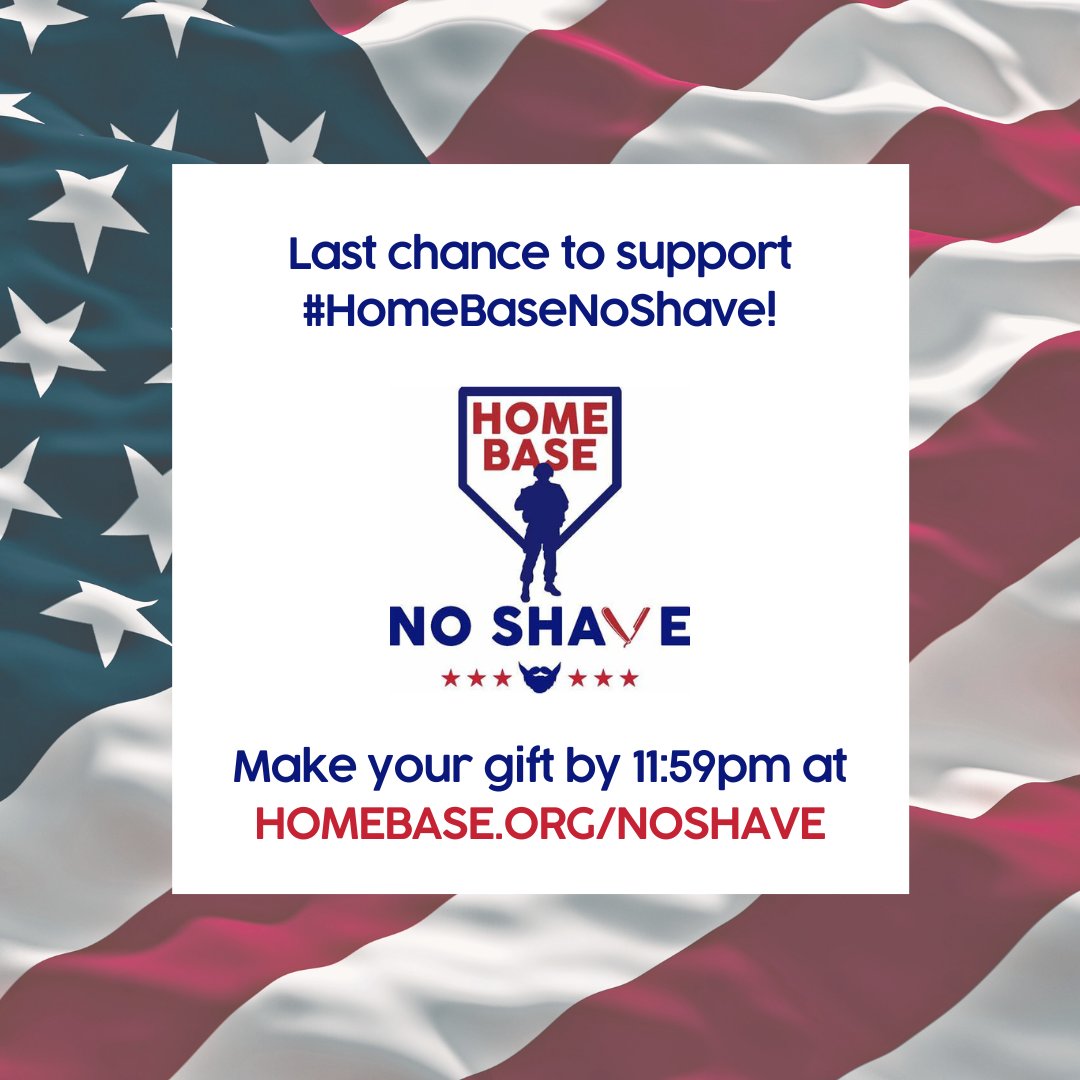 homebaseprogram's tweet photo. LAST CHANCEโ Today is the final day of the 2023 #HomeBaseNoShave campaign, and there is still time to make your gift to support our mission to heal the invisible wounds of war for Veterans, Service Members and their Families by 11:59pm at https://t.co/UlN31PHxOa.
@KurtJPower https://t.co/0IWuaeYgYS
