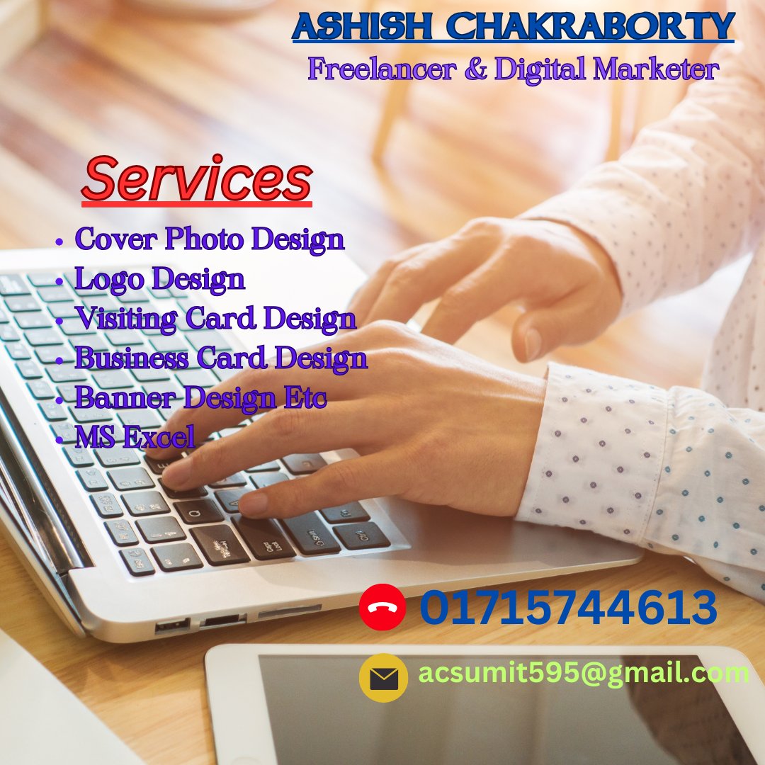 Hi I am Ashish Chakraborty. I am a freelancer &amp; digital marketer. For any kind of work related to digital marketing pls contact with me.
#digitalmarketing
#digitalmarketer
#digital
#marketin
#freelancer