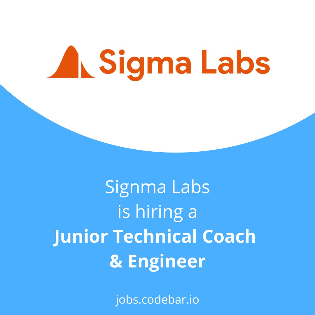 🚨New Job 🚨 Sigma Labs are looking for a Junior Technical Coach & Engineer to join their team. 18 months as a junior coach before working onsite with one of their clients as a Software/Data Engineer. 📍London, UK 📆 Application deadline = 31/1/24 💻jobs.codebar.io/jobs/AHjMeY0sa…