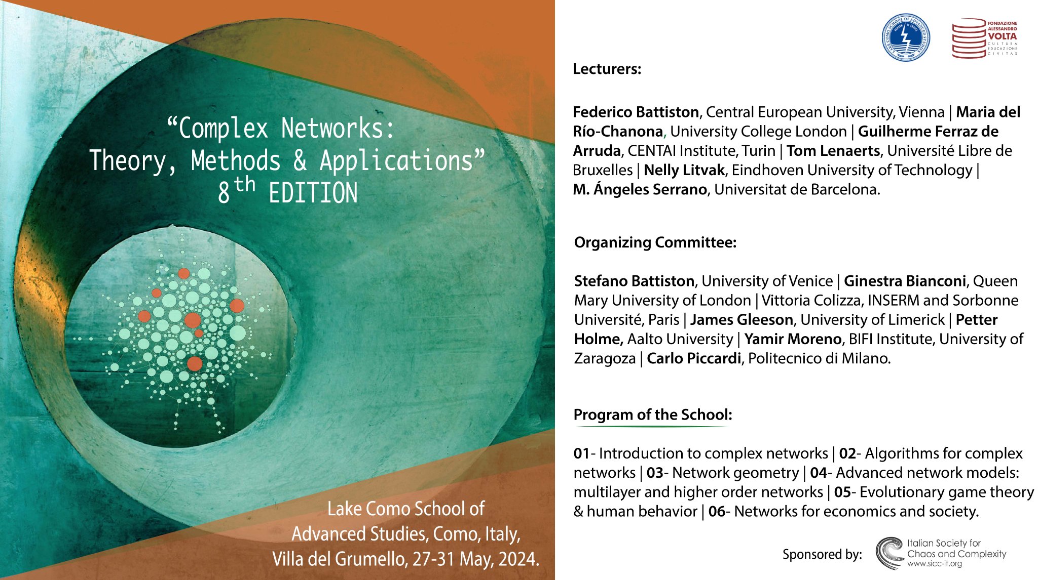 Yamir Moreno on X: Happy to announce that we are now open for applications  to the 8th Edition of the Lake Como School on Complex Networks & their  Applications. Do not miss