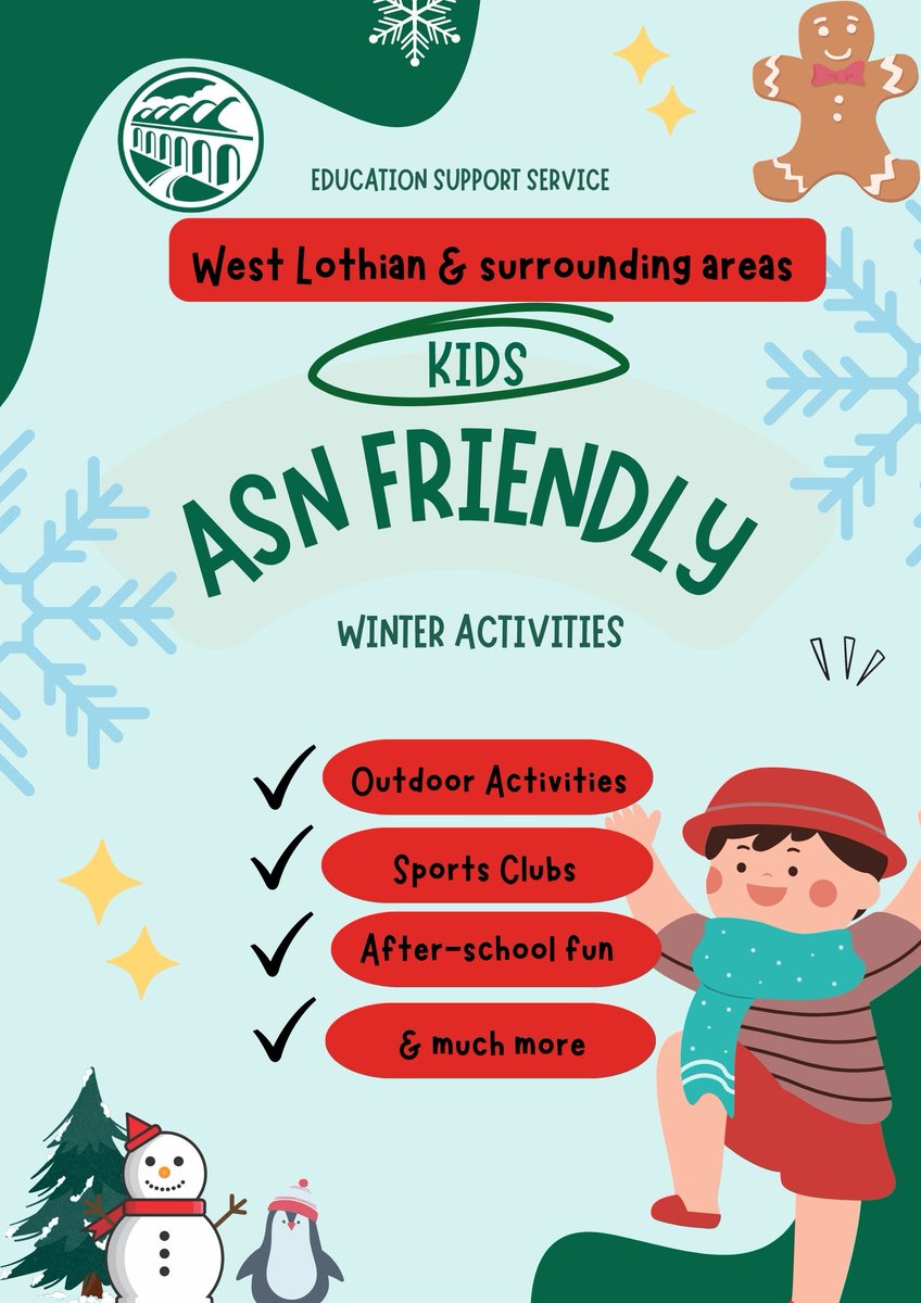 LoveWestLothian's tweet photo. A list of inclusive winter activities has been created to help local families with children with additional support needs (ASN). Please click onthe link below for more details: https://t.co/TKul3t1jRM https://t.co/OJR0VeqU3R