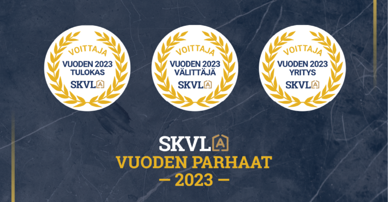 skvl_fi's tweet photo. Suomen Kiinteistönvälittäjien jokavuotinen koulutus- ja kokoustapahtuma huipentui juhlavaan SKVL Gaalaan. 

Gaalassa palkittiin Vuoden Parhaat 2023 -voittajat. Tänä vuonna kaikki voittajat tulevat Jyväskylästä. Voittajat valitaan jäsenäänestyksellä. 

Tutustu voittajiin!