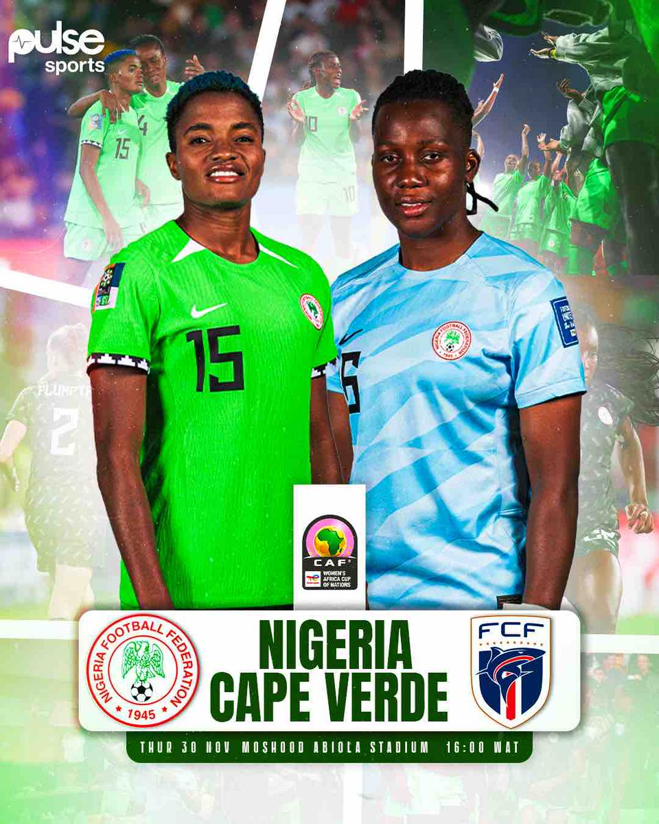 The Super Falcons of Nigeria will face Cape Verde today at Moshood Abiola Stadium! 🇳🇬🇨🇻 Your Predictions? 🤔