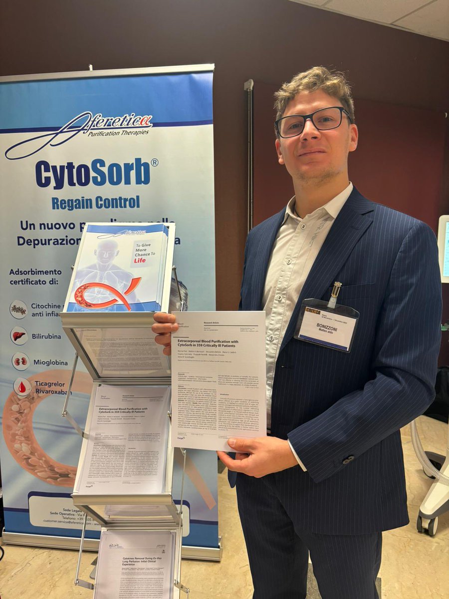 😍 SO PROUD 😍 My medicine school thesis exposed at @CytoSorbents stand during @Area_Critica_ 2023 congress! So many efforts So much hard work #FOAMed #FOAMcc