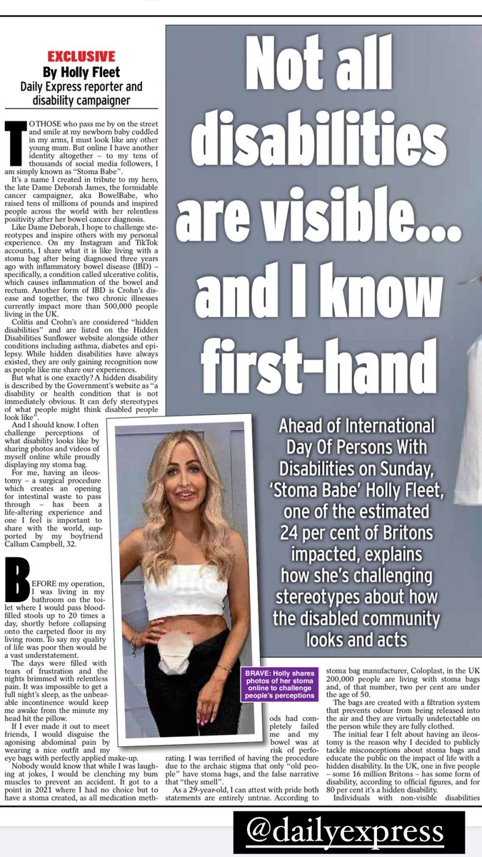 stomababe's tweet photo. My first feature byline in today’s @Daily_Express sees me talking about hidden disability awareness and my campaign to make emergency stoma kits available. Pick up a copy at your nearest newsagents. ❤️ https://t.co/kBD9afrjiR