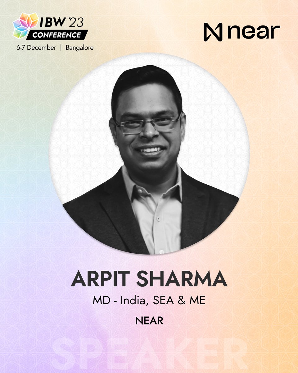IBWofficial's tweet photo. Introducing our next speaker: @Arp_it1!

Arpit Sharma is an accomplished leader and Managing Director for India, South East Asia and the Middle East, at @NEARFoundation, driving expansion efforts in the region. 
With expertise in blockchain and extensive experience, Arpit has achieved remarkable growth and developed strong partner ecosystems in the web3 space 🚀 

Previously, he led enterprise growth as VP, Global Enterprises, APAC at Polygon Technology. Arpit has been part of some industry-defining metaverse projects. 
He holds an MBA from the prestigious Indian Institute of Management, Ahmedabad. Recognized as a thought leader, Arpit has shared his insights at renowned global tech forums 🙌

📅 Don’t miss insights from Arpit on enterprise adoption, only @IBWOfficial on 6 & 7 December at Bangalore 🪷