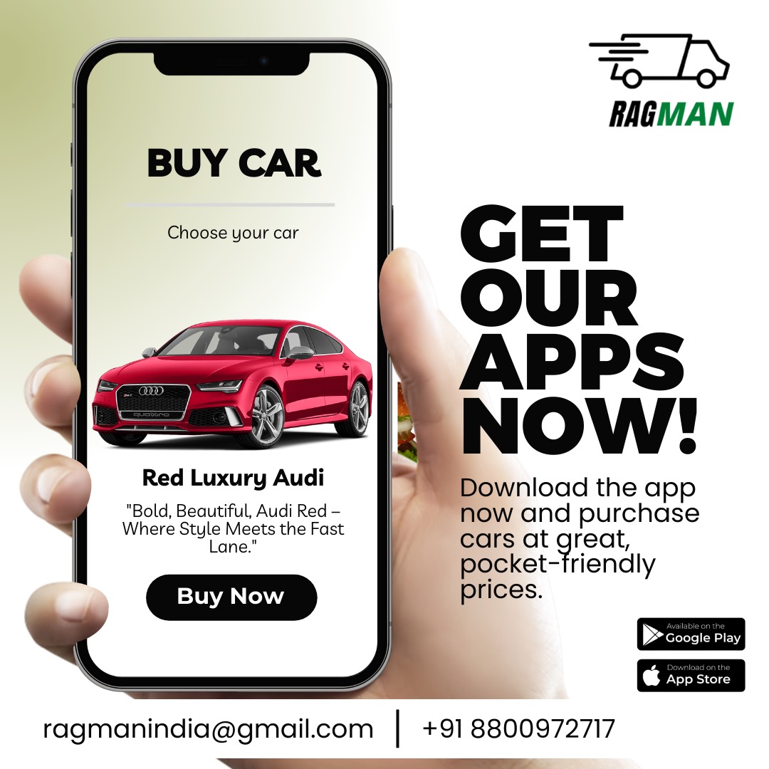 Rev up your style with the red luxury Audi car 😍🚗💨 Download our Ragman app now and score amazing deals on cars that won't break the bank! 🙌✨ #luxurycars #carlovers #affordableluxury #ragmanapp #drivewithstyle