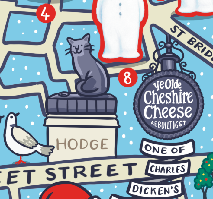MapLondon's tweet photo. Walking with the Snowman - a pop-up sculpture trail in Fleet Street Quarter that runs through the Christmas season - and comes with a lovely map! Our review: https://t.co/lPSfqm7iFa https://t.co/Xbx6tTBsL9