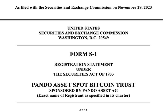 techconcatalina's tweet photo. 🔥ES OFICIAL🔥

💼 #PandoAsset AG solicita oficialmente un #ETF al contado de #Bitcoin ante la #SEC. ⚖️

👉🏻 Otro gigante que se suma a la carrera por la aprobación de un ETF de #Bitcoin.

Seguimos‼️💪🏻 https://t.co/Tk7MU5VH3y
