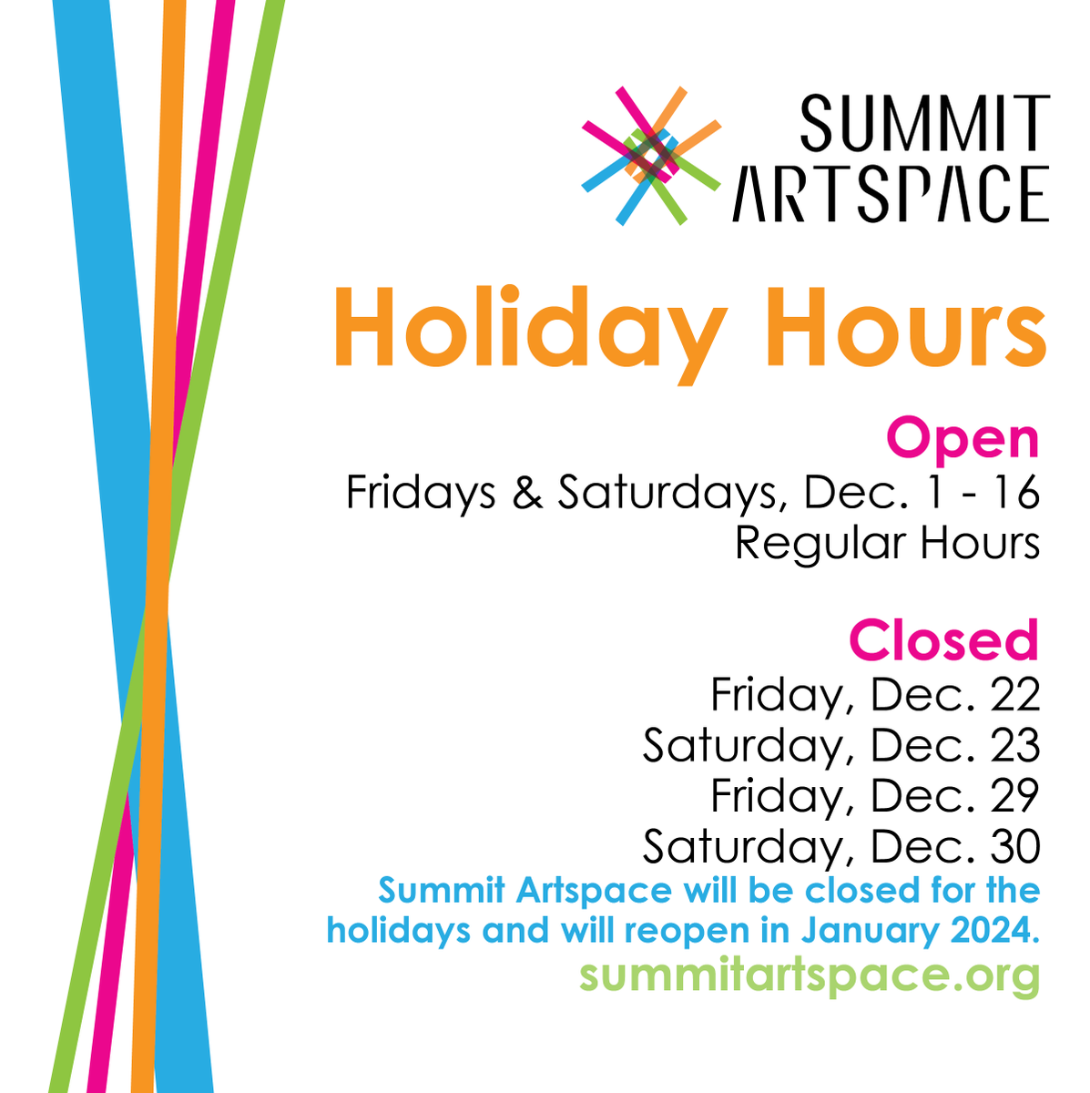 Summit_Artspace's tweet photo. We are OPEN every Friday & Saturday through December 16, so YOU can SHOP for #HolidayGifts with our #ResidentArtists and view our five #FallExhibitions before closing!
*Pro Tip: Most #artwork in gallery exhibitions are also for sale! πππ¨ https://t.co/BHDpXd2RaS