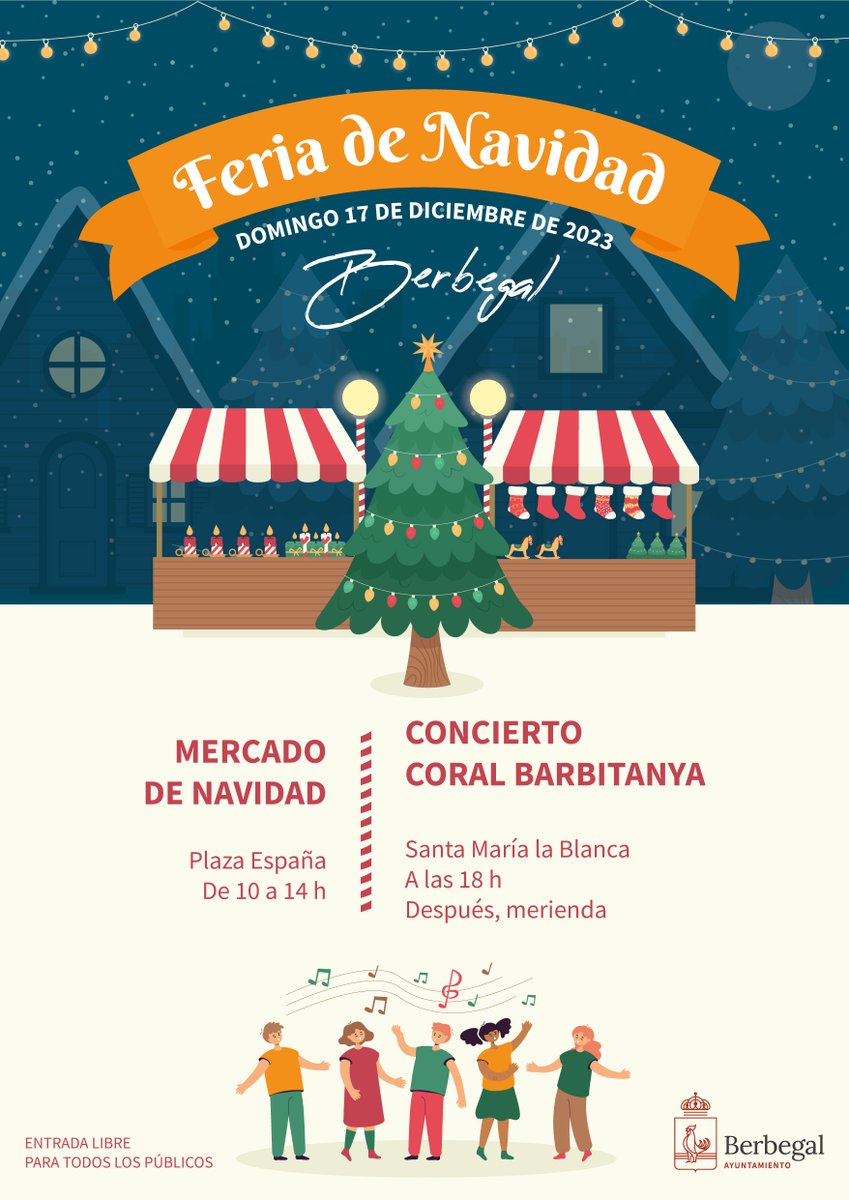 villadeberbegal's tweet photo. 🎄🎅 ¡NO TE PIERDAS LA #FERIADENAVIDAD! El domingo 17 de diciembre será un día muy especial en #Berbegal.

🎁🎶 Mercado de Navidad por la mañana y concierto de la Coral Barbitanya y merienda por la tarde. ¡OS ESPERAMOS! 🙂

➡️ https://t.co/68ZyzE909r

#Navidad #Somontano #Huesca https://t.co/VhhmiXdg1x
