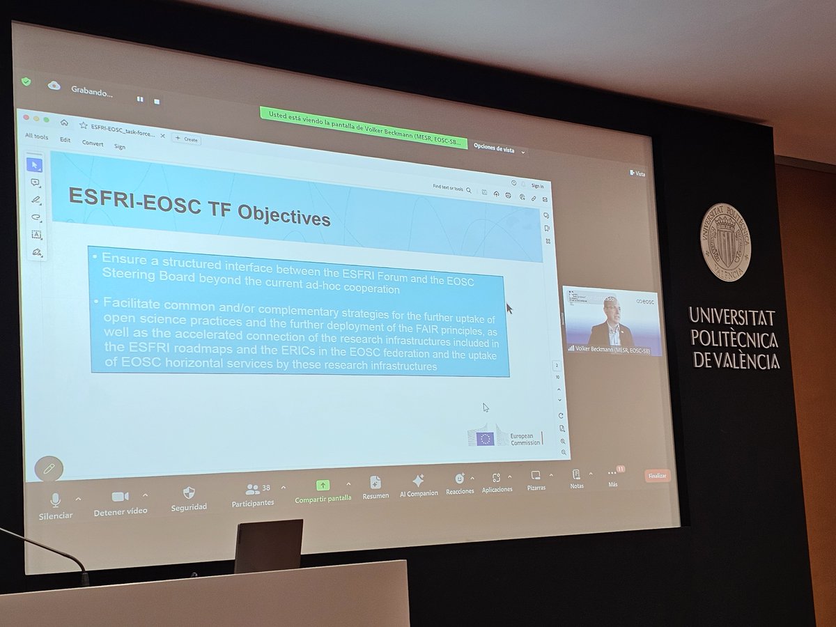 eirgeu's tweet photo. The @ESFRI_eu #EOSC Task Force was presented by
@BeckmannEOSC. Two main objectives for the current period include the EOSC landscape defragmentation and increasing #FAIR data productivity. The first TF workshop on the latter is organised in Milan on 22-23 January #eirg @eu2023es https://t.co/sxjmM7vZRj