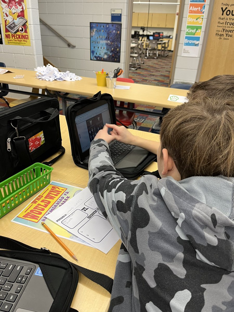 DAISLibrary's tweet image. It’s a battle of animals! 6th graders are using our ABDO Digital Who Would Win series to find facts on strength, traits, and abilities that would make their animal the winner!💪🏻 @PSLA_News @cjabrams