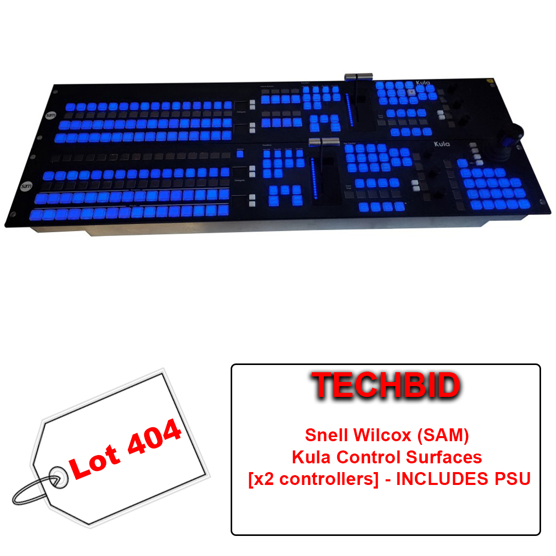 TechbidAuctions's tweet photo. Lot 404

Snell Wilcox (SAM) Kula Control Surfaces (x2 controllers) - Includes PSU

Bid now!
Auction ends on the 5th of December!

https://t.co/EKaIBi5suA

#auction #onlineauction #bid #bidding #broadcast #equipment #online #london #tripod #camera #film #filming #producti https://t.co/e6h2QFqoCP