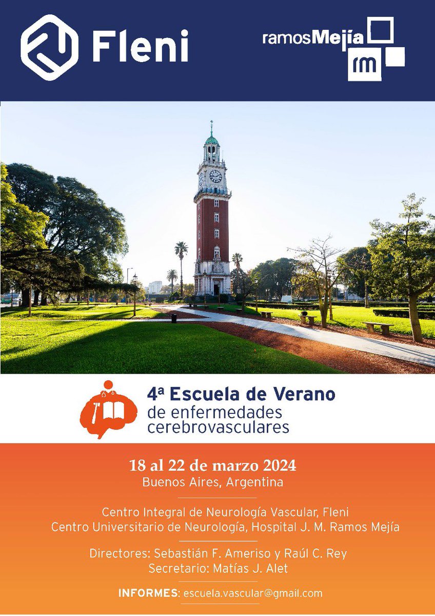 ALATACV's tweet photo. Estimados colegas! 

✨Nuestros amigos de #Alatac de @VascularFleni los invitan a participar de su 4ta Escuela de Verano de Enfermedades #CerebroVasculares 

🗓️ 14-22 Marzo 2024
 Envía tus datos y/o preguntas a escuela.vascular@gmail.com

@AletMatias @J_Rosales_MD @VirgiPL https://t.co/zIUP3a1GG8