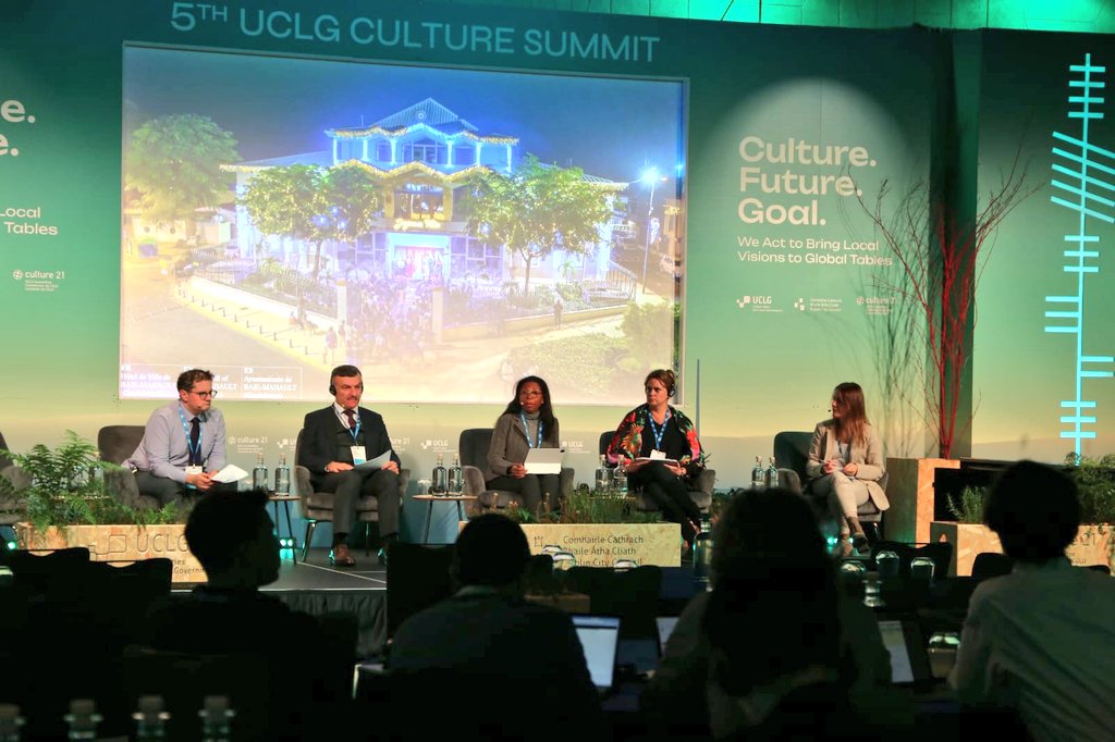 🔵⚪Day 3 of #UCLGCultureSummit, @ErdemZekeriyaS1, Head of Social and Culture Affairs @TrabzonBelTr, presented the role of Cultural Activities in ensuring the achievement of #SDGs in Trabzon.