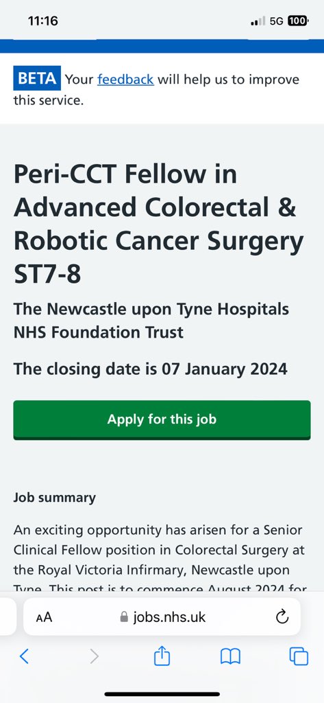 So excited to announce a fantastic opportunity to join our team for a fellowship in #advanced #colorectalcancer & #robotic surgery @ACPGBI @Northern_ACPGBI @PelvExGroup @NCBDresearch jobs.nhs.uk/candidate/joba…