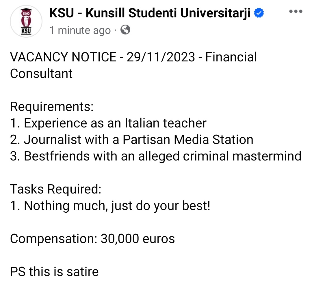 Malta university student union KSU came out swinging today. More of this please!