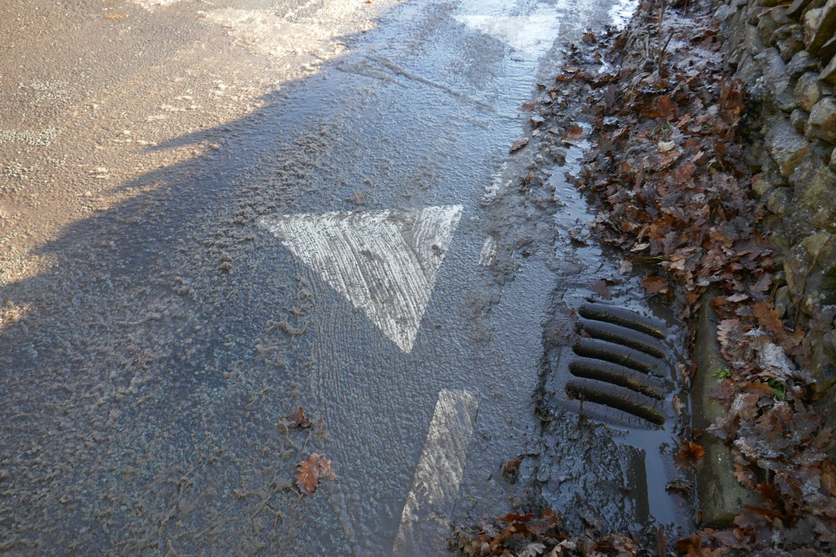 TheLengthsman's tweet image. On the outskirts of #SparkBridge this #drain was blocked and so is the #culvert under the road so it's iced over ~ Farmer has put a drinking water pipe through it for his sheep !
