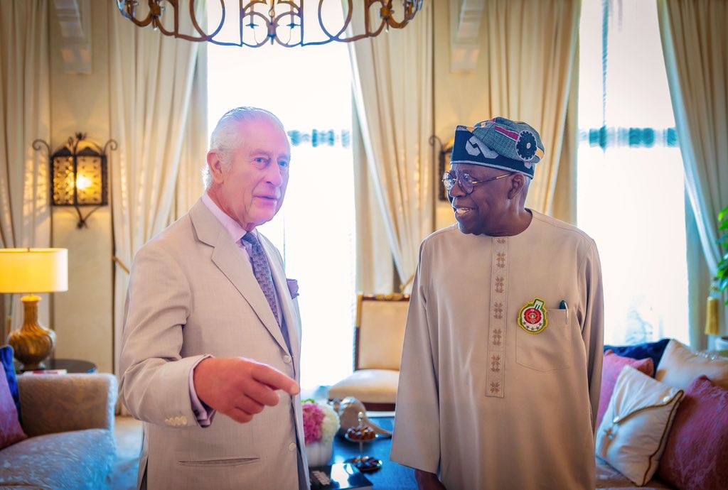 officialABAT's tweet photo. I had a productive meeting with His Majesty, King Charles III of England who is also the Head of the Commonwealth, and a passionate climate advocate. 

The meeting was a significant step in strengthening the partnership between Nigeria and the United Kingdom, and I am optimistic about the positive impact our joint efforts will have on our planet’s future as we look forward to setting an equitable global standard for environmental stewardship at #COP28.

#ClimateAction #SustainableDevelopment