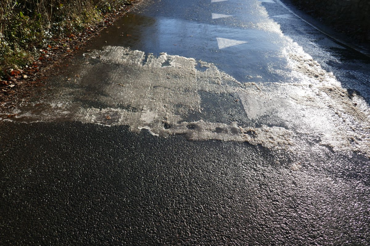 TheLengthsman's tweet image. On the outskirts of #SparkBridge this #drain was blocked and so is the #culvert under the road so it's iced over ~ Farmer has put a drinking water pipe through it for his sheep !