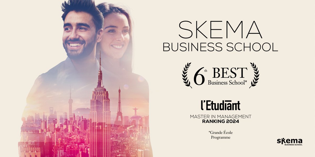 [CLASSEMENT] SKEMA conforte sa position dans le classement @letudiant 2024 des meilleurs écoles de management, notre Programme Grande École est classé au 6e rang. L'école est 1e ex-aequo sur le critère environnemental et 4e sur le critère international: fcld.ly/36iarva…