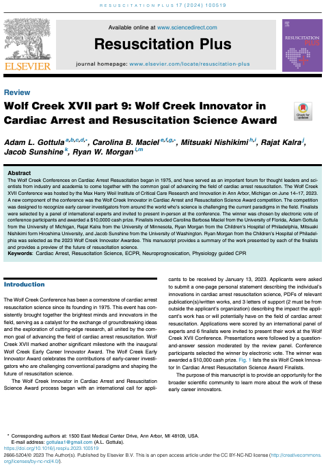 Adam Gottula (@laertezz) on Twitter photo A true privledge to attend the Wolf Creek XVII Conference, learning from the brightest minds & innovators in cardiac arrest resusciation!
I remain inspired by the groundbreaking ideas & cutting-edge research - specifically that of my co-presenters detailed here! <a href="/neumar_robert/">Robert Neumar</a> A true privledge to attend the Wolf Creek XVII Conference, learning from the brightest minds & innovators in cardiac arrest resusciation!
I remain inspired by the groundbreaking ideas & cutting-edge research - specifically that of my co-presenters detailed here! <a href="/neumar_robert/">Robert Neumar</a>