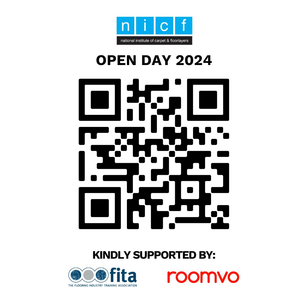 We are holding an Open Day on 19 April 2024.

Taking place at the FITA Training Centre in Loughborough, there will be live demos, informative workshops and more!

Book now using the QR code!

#NICF #Fitter #Flooring #Carpet #Floorlayer #Membership