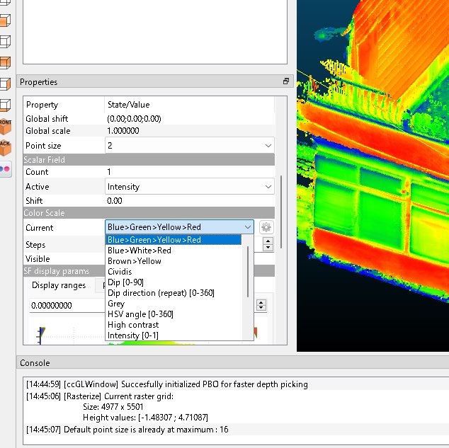 CloudCompareのIntensity（反射強度）表示を #Dot3D 点群で試してみました！
RGB表示と比較して、TLSとSLAM（ARKit）の特徴の違いがよく現れる気がします。

ところで素朴な疑問なのですが、レーザーを飛ばさない純粋なフォトグラ点群でも、やっぱりIntensity値は持っているものなのでしょうか🤔