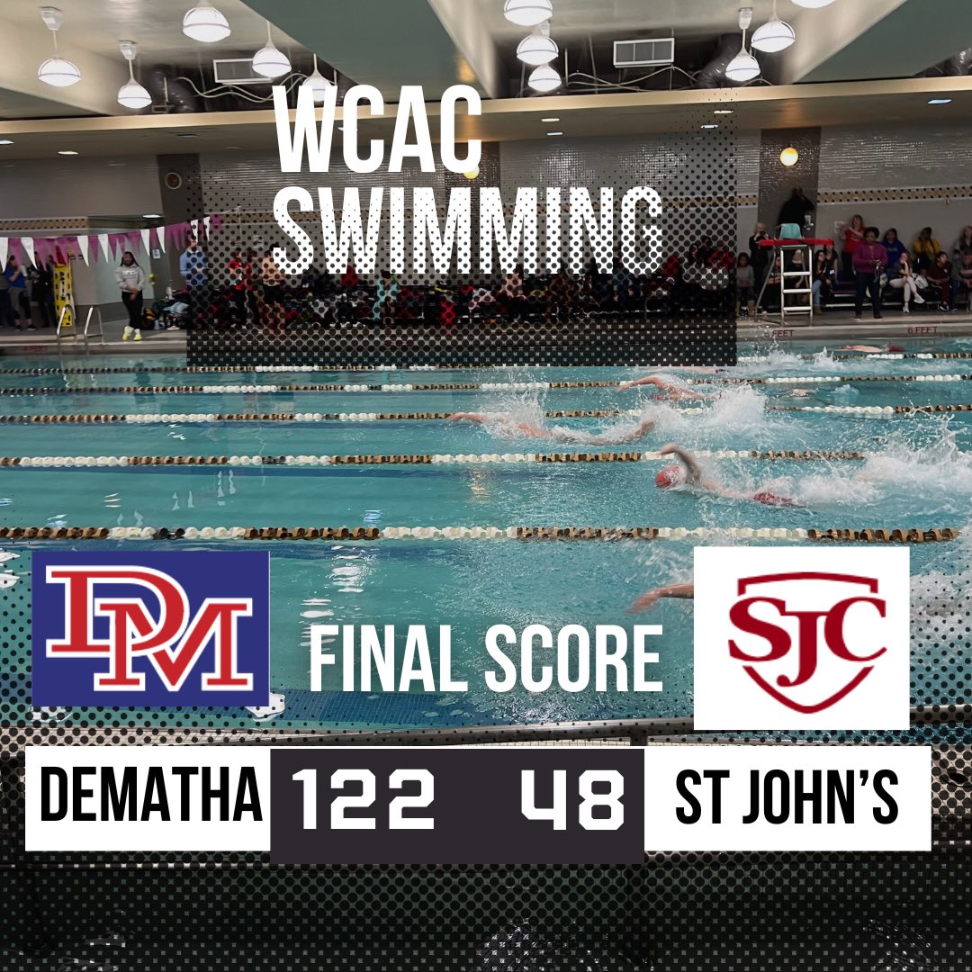DeMatha Swimming improved to 2-0 with a 122-48 win over WCAC rival St. John’s. #DeMatha #Swimming #AntlersUp 
🦌🏊‍♂️🏊🏽‍♂️👀