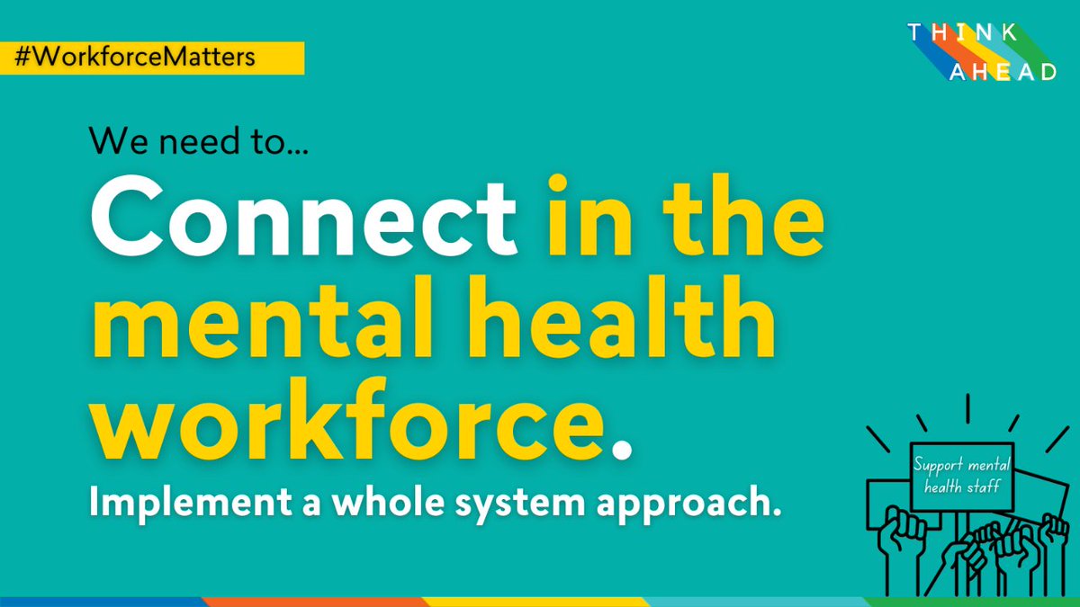 ThinkAheadMH's tweet photo. To build a #MentalHealth workforce fit for the future, we need to:

➡️ GROW the workforce: more people, more resources.

➡️ INVEST in the #workforce: look after people we already have.

➡️ CONNECT the workforce: implement a whole system approach.

🔗 https://t.co/IKeVv5th9E https://t.co/ufw4jXGpFS