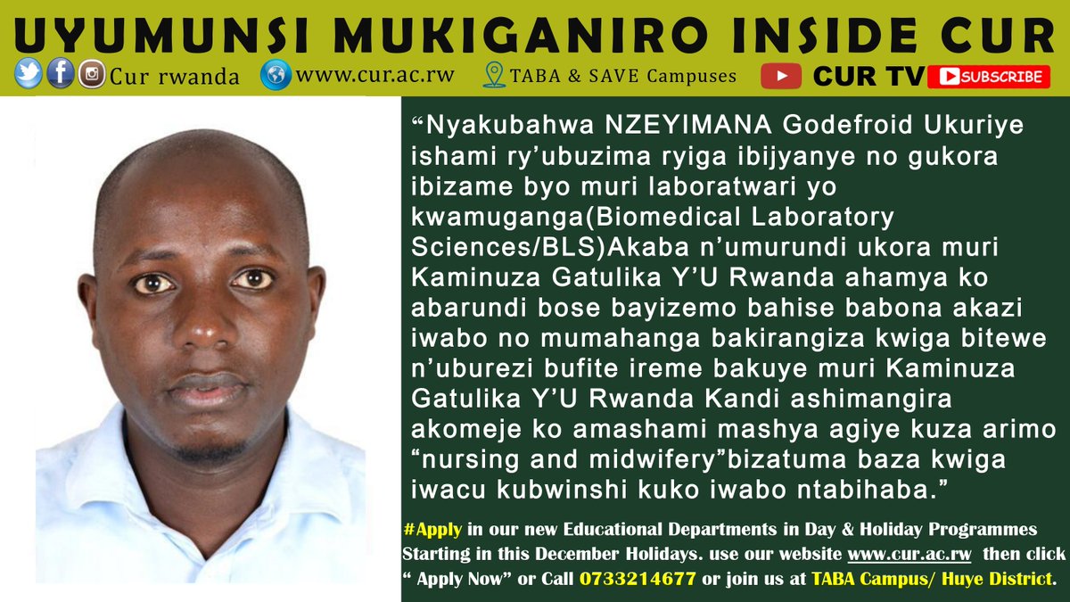 CUR_Rwanda's tweet photo. Muri #INSIDE_CUR Uyumunsi uramenya byinshi kubijyanye n'abanyamahanga biga muri #CUR byumwihariko abarundi barangiza iwacu bahita barwanirwa kumasoko mpuzamahanga.  https://t.co/mGkW3vdhfH ni kuri YouTube Channel Yacu(CUR TV). https://t.co/uXKQ2cb1fs