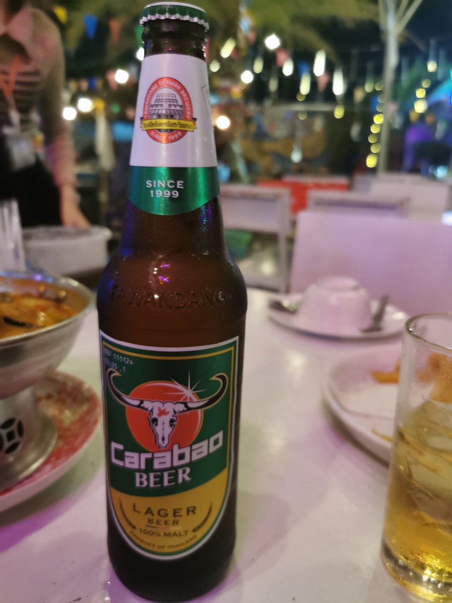 Carabao Beer
今月発売、初めて飲みました！

シンハーともLeo, Changとも違う感じ🍻🍻