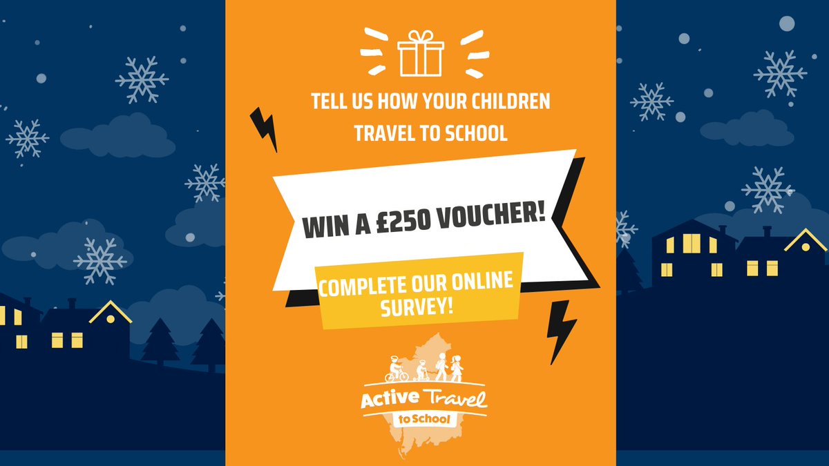 Hurry! The chance to win one of 2 x £250 prizes in time for Christmas closes next week!

🎄🎅Enter by Friday 8 December so you don't miss out on an extra special Christmas treat! 🎅🎄

Complete the Active Travel to School Survey here 👇
tinyurl.com/yyvue9d5