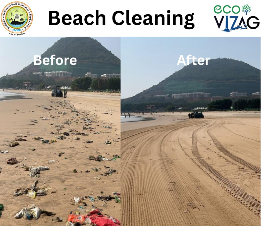 GVMC_VISAKHA's tweet photo. Beach Cleaning Machines are instrumental in maintaining the cleanliness of our shores, ensuring a tidy and enjoyable environment.

#EcoVizag 
#ISupportEcoVizag 
#BeachCleaning 
@AndhraPradeshCM 
@AudimulapSuresh 
@GHVKumariMayor 
@CDMA_Municipal 
@SwachhBharatGov 
@SwachhaAndhra 
@SwachSurvekshan 
@swachhbharat 
@MoHUA_India 
@AmritMahotsav 
@pibvijayawada
