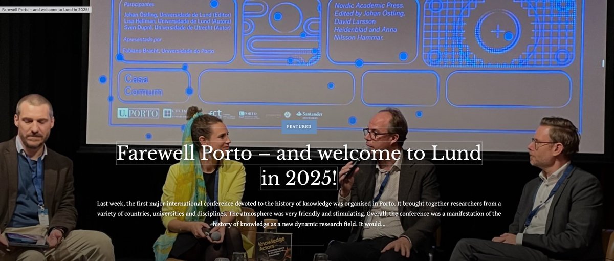 The next History of Knowledge Conference will be held in Lund in 2025! Last week, the first major international conference in this field was organized in Porto. The ambition is to turn it into a biannual conference series. newhistoryofknowledge.com/2023/11/30/far…