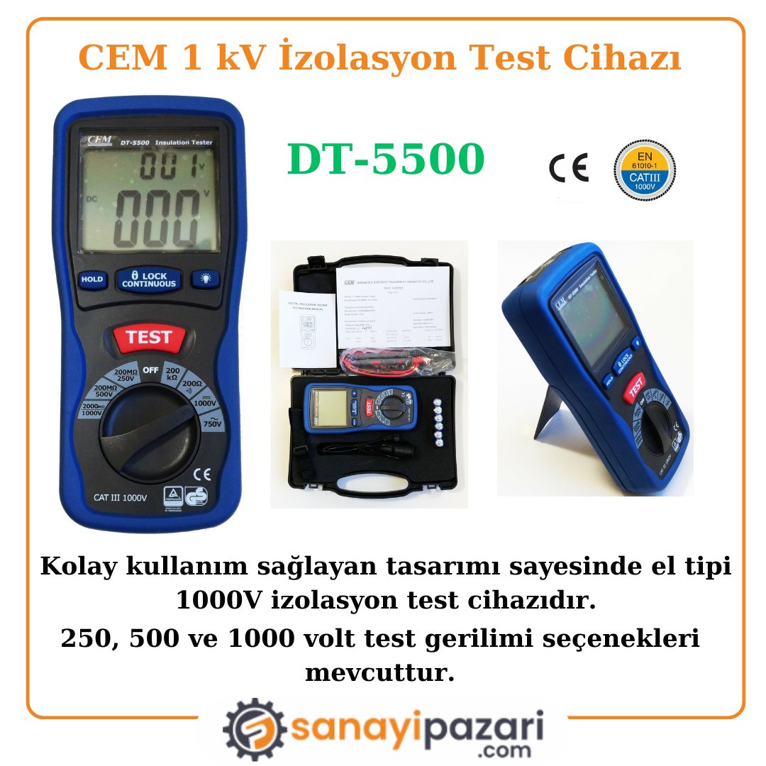 SanayiPazari's tweet image. Cem DT-5500 1kV İzolasyon Test Cihazı ,

El Tipi İzolasyon Test Cihazı Olan Model, 1000V İzolasyon Testi Yapabilmektedir.
Detaylı Bilgi Ve Tüm Ürünlerimizi İncelemek İçin Web Sitemizi Ziyaret Edebilirsiniz.
sanayipazari.com/cem-dt5500-1kv…

#ceminstruments #continuitytester #testcihazı
