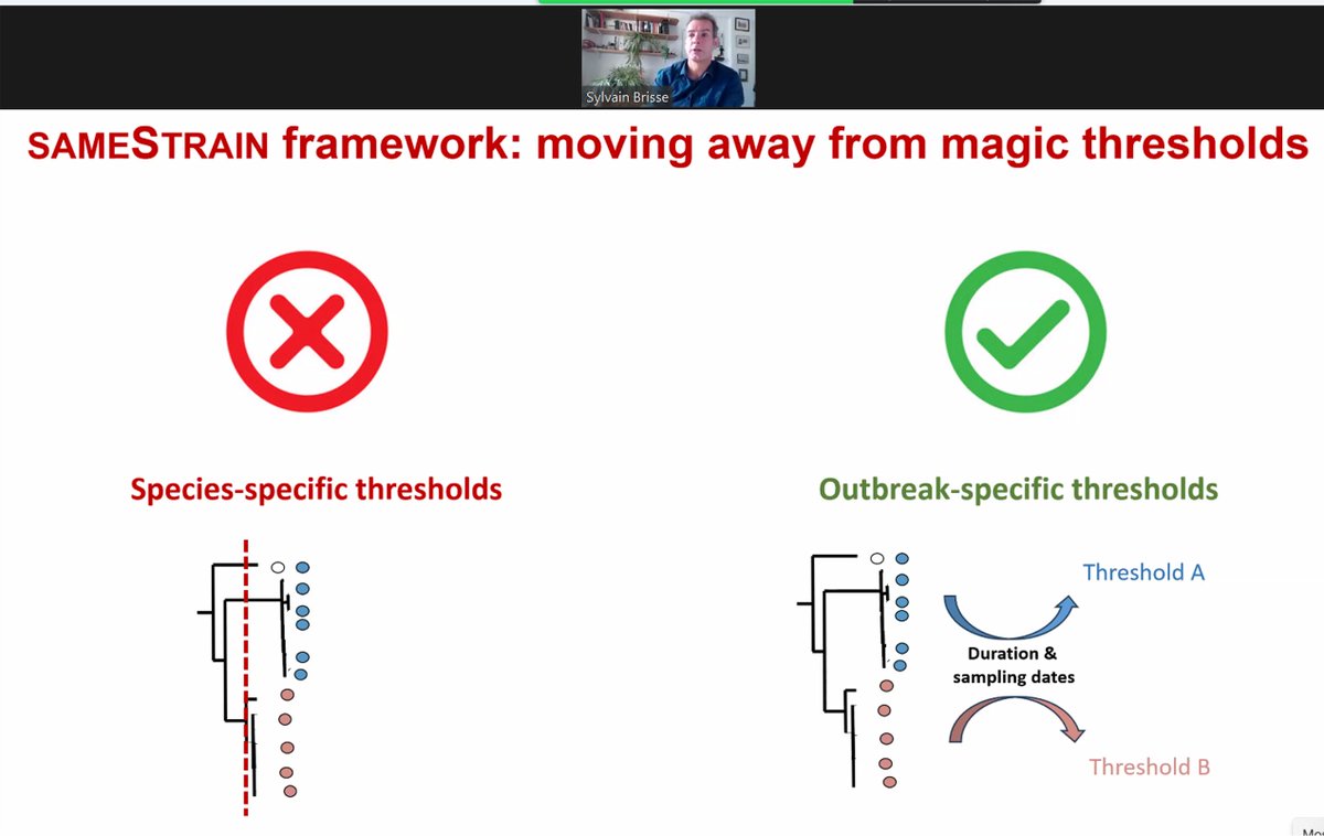 Great webinar featuring the star <a href="/sylvainbrisse/">Sylvain Brisse</a> about the tresholds defining strains - really cool work during another <a href="/ESGEM_ESCMID/">ESGEM.SG</a> webinar 👇

"Is it the same strain? Defining genomic epidemiology thresholds tailored to individual outbreaks"