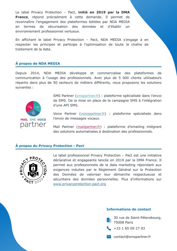 smspartner's tweet image. 🔐 #PartnerSolution labellisés Privacy Protection – Pact ! Cette certification atteste de notre conformité aux normes les plus strictes pour garantir un service sécurisé et fiable à nos clients.
👉 Plus d’infos en commentaire
#DataProtection  #Certification #SMSPartner #SMS