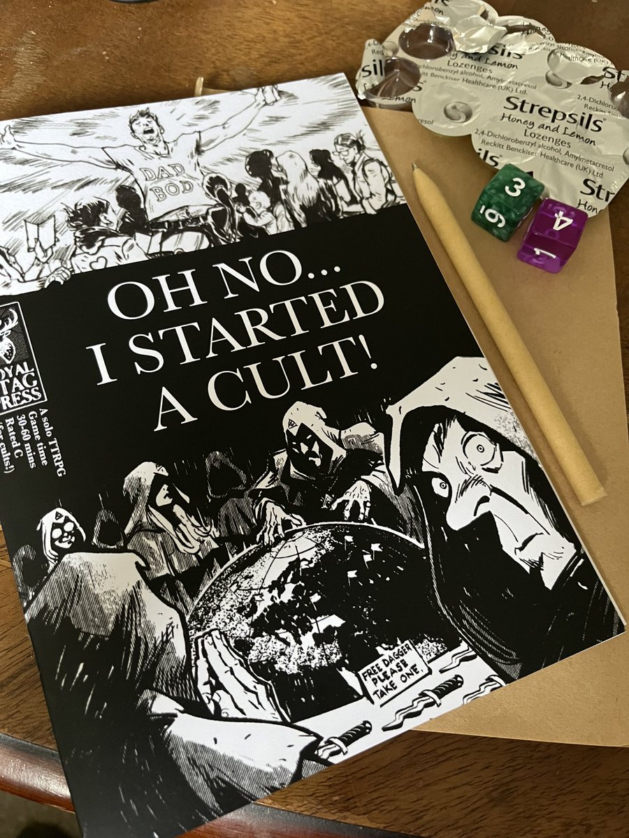 Full of a rotten cold so I have decided to start a cult. Luckily @royalstagpress @MikeGarley have made a little something to help me out… #TTRPG