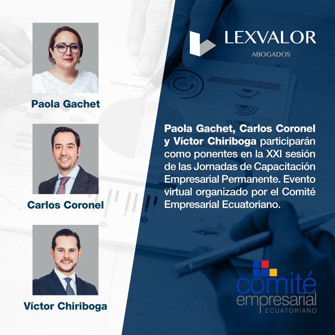 LexvalorEcuador's tweet photo. Participaremos en la XXI sesión de las Jornadas de Capacitación Empresarial Permanente, con el tema “Proyecto de Reforma Tributaria: Ley Orgánica de Eficiencia Económica y Generación de Empleo”.
🗓️: 30/11/23
⏰: 15:00
🔗Regístrate aquí: https://t.co/pgQCuGuUug
#JCEP #CEE https://t.co/LYr3LYOvQn