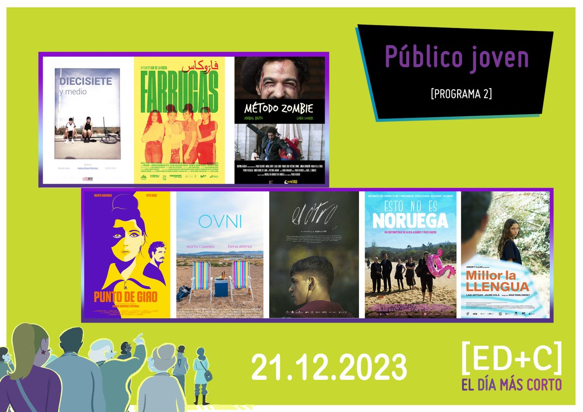 🎬Aquí les presentamos los seleccionados en la categoría ''Público Jóven'' en ED+C

¡Les invitamos a todos a ver estos gran selección de cortos el 21 de diciembre!🤩

#ElDíaMásCorto #CineCorto #EventoCultural #CortometrajeEspañol