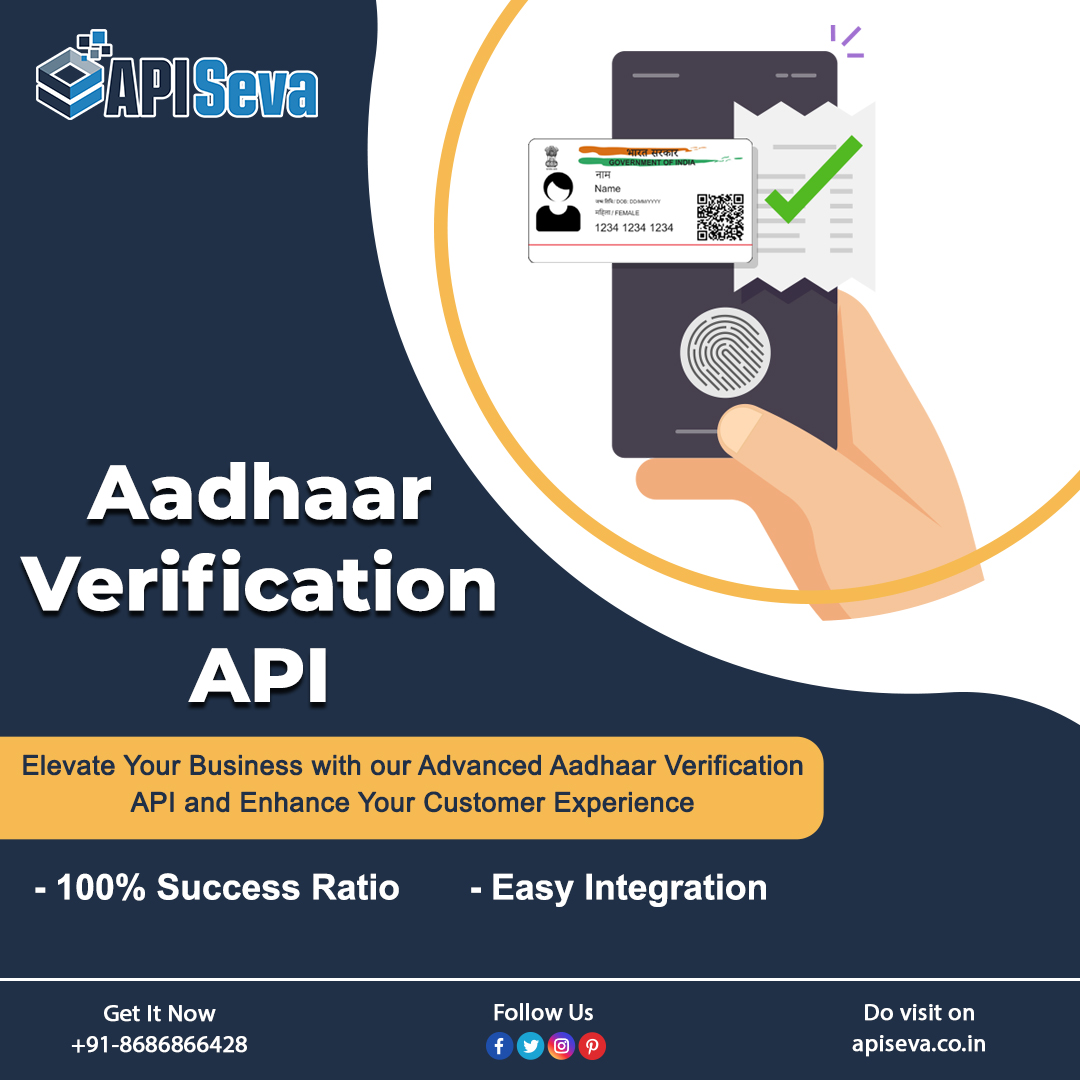 ApiSeva's tweet image. Boost Your Business and Grow your Profit with Aadhaar Verification API From API SEVA.
Free Demo Call -+91-86868664248
Visit Here -: apiseva.co.in/aadhaar-verifi…
#aadhaarverificationapi #aadhaarverification #verificationservices #verificationapi #aadhaarapi