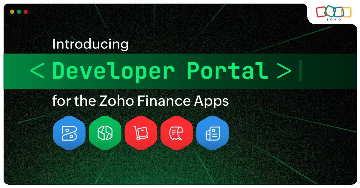ZohoBooks's tweet photo. Introducing the brand-new 'Developer Portal' for Zoho Finance Apps.

Learn how to customize extensions into the Zoho Finance apps, and cater to unique businesses.

Dive into the blog to explore beyond the native capabilities.

🔗 https://t.co/Epokxa06zK https://t.co/IbCkcoW7Hb