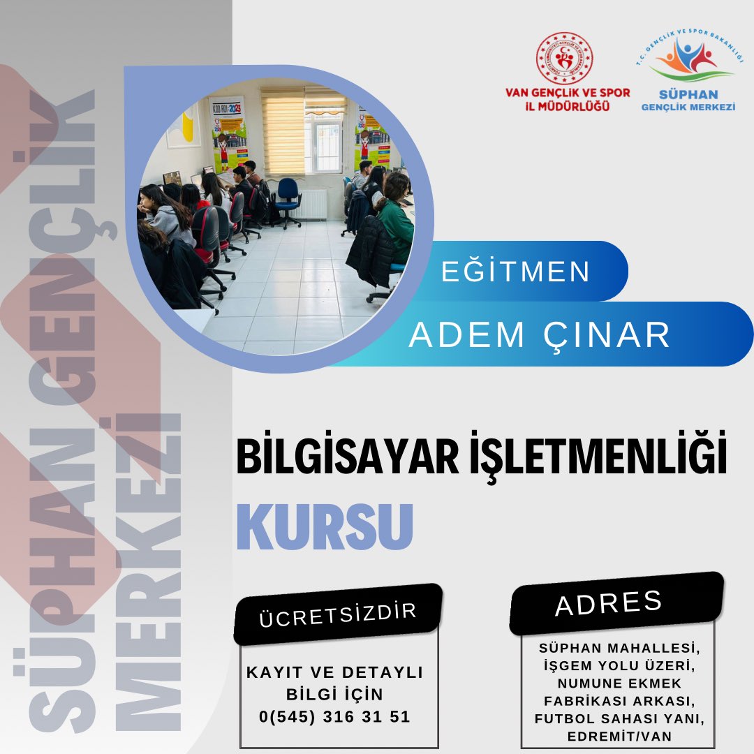 📌 Süphan Gençlik Merkezi

Kayıtlar Başladı🙋‍♀️