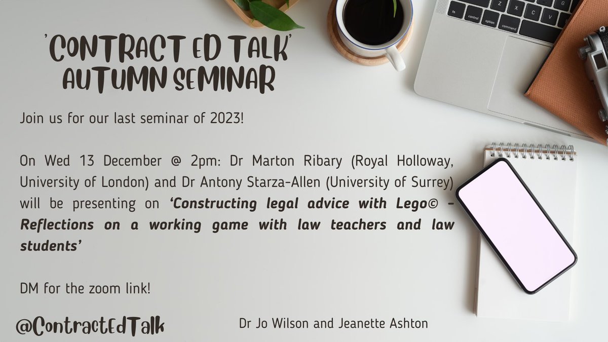 Contract Ed Talk (@contractedtalk) on Twitter photo Just under two weeks until our final CET seminar where <a href="/MartonRibary/">Marton Ribary</a> and Antony Starza-Allen will present to us their reflections on using Lego in their Contract Law teaching 😍
All welcome, drop us a DM for the link 😁 Just under two weeks until our final CET seminar where <a href="/MartonRibary/">Marton Ribary</a> and Antony Starza-Allen will present to us their reflections on using Lego in their Contract Law teaching 😍
All welcome, drop us a DM for the link 😁