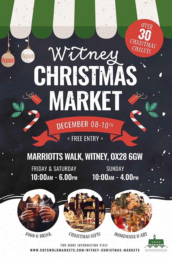 Visit Witney this Fri, Sat &amp; Sun and not only can you shop in the wonderful independent stores, but there'll also be the Witney Christmas Market with over 30 stalls selling gifts, homeware &amp; art, and of course plenty of delicious food and drink to keep you warm! 🎄

#witney