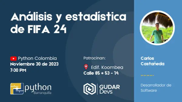 dennyperez18's tweet image. 📢Únete a la comunidad de #Python Barranquilla hoy para descubrir las últimas noticias de #PyConUS24.🐍

No te pierdas la charla principal sobre Análisis y estadística de FIFA 24. Con análisis de datos del FIFA a través de librerías como Pandas 📊🚀

📺👇
youtube.com/watch?v=9YOtG3…