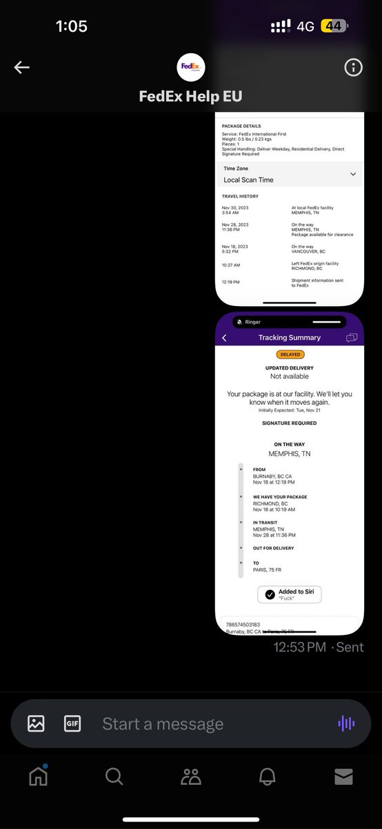 critican's tweet photo. @FedExHelpEU I sent the DM, nobody answered https://t.co/iX1QLgKR2g